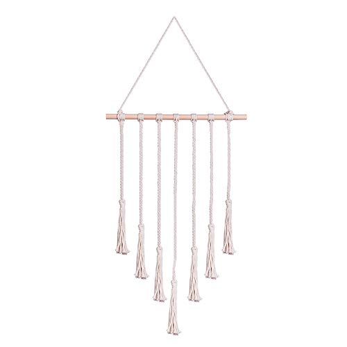 Ssmling Bohemian Photo Display Wall Hanging, Macrame Picture Hanger Organizer for Home Decorative, Boho Picture Frames Collage Decor with 25 Wood Clips Textile Family Art Decor Gift