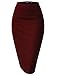 TWINTH Women Stretch Knit Midi Bodycon Pencil Skirt for Work Party Wine XL