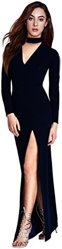 Irenephil High Slit Long Dresses For Women Evening Black 8