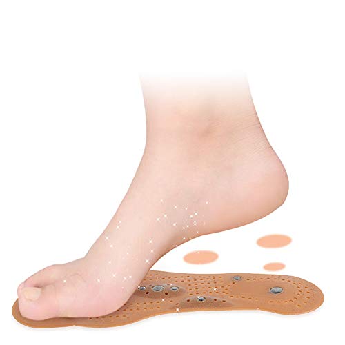 Massaging Insoles for Women Foot Pain Relief - Shoe Insoles Washable and Cutable for Men - Acupressure Magnetic Massage Foot Therapy Reflexology (Brown) - Thumbnail 2