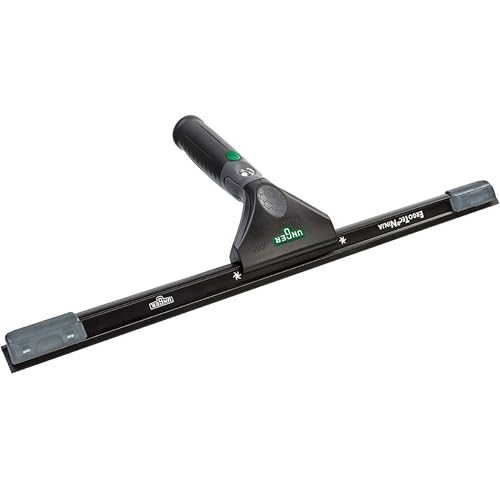 UNGER ErgoTec Ninja Fensterwischer 40° (Breite 35 cm, ergonomischer Griff, mit Soft-Gummi, Zwei Gummi Positionen, Fensterabzieher mit Schwenkfunktion)