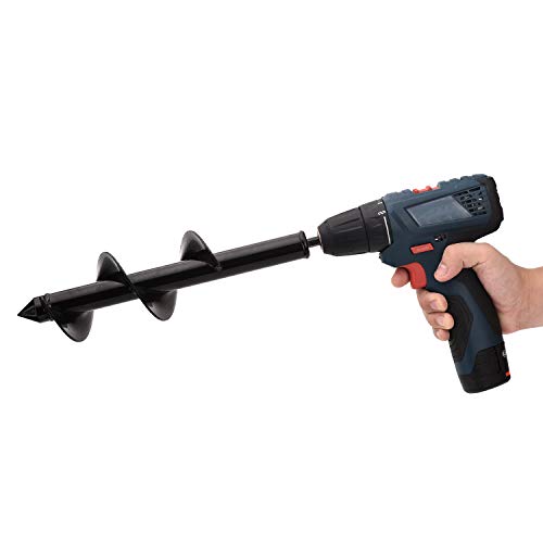 FUNTECK Bulb Planter Auger Drill Bit for Planting Bulbs and Seedlings, Fits 3/8 inch or Larger Drill (3" x 12")