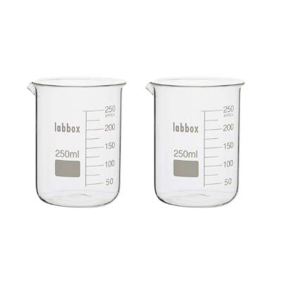 Laboratory Glass Cup with Spout, Boro 3.3, Measuring Cup (250 ml, 2)