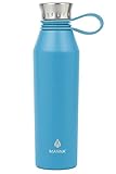 Manna Haute Matte Stainless Steel Double Walled Vacuum Insulated 18 oz Water Bottle | No Sweat | BPA Free | Keeps Drinks Hot 12 hours & Cold 24 Hours - Aquamarine