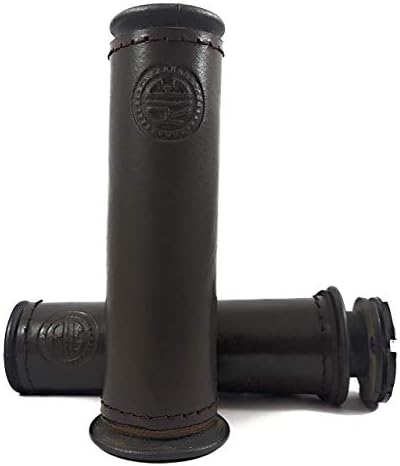Oil Puff Leather Grips for Royal Enfield Bike (Coffee Brown)