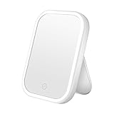 CERSLIMO Lighted Makeup Mirror with 4 LED Tape-lights, Travel Vanity Mirror with Lights, Dimmable Table Countertop Cosmetic Mirror with Touch Screen Switch, Batteries or USB Operated