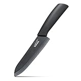 Vikilulu Ceramic Chef Knife, 6 Inch Kitchen Knife with Non-Slip Handle (FDA APPROVAL) - Black