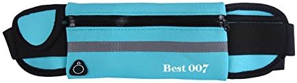 Best 007 Running Belt Waist Pack-Adjustable Water Resistance Belt for Running, Hiking (Blue)