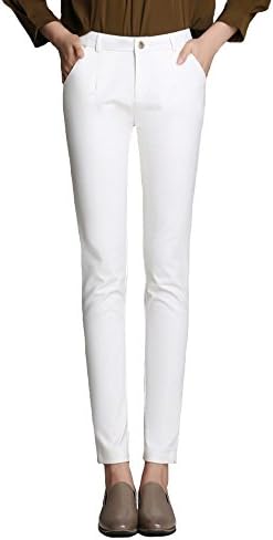 SiYuan Womens Slim Fit Bottom Design Trousers Stretch Comfy Office Work Dress Pants US6/Asian 4xl White 857