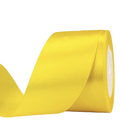 ATRBB 25 Yards 2 inches Satin Ribbon for Wedding,Handmade Bows and Gift Wrapping (Yellow)