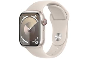 Apple Watch Series 9 (GPS, 41mm) Starlight Aluminum Case with Starlight Sport Band, S/M (Renewed)