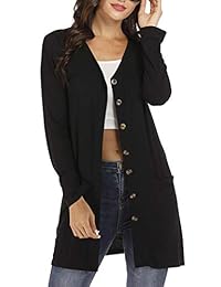 Cardigan de manga larga para mujer, con botones y parte delantera abierta