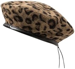 IHAUIUE Leopard Print Beret Hat Animal Cheetah Pattern French Hats