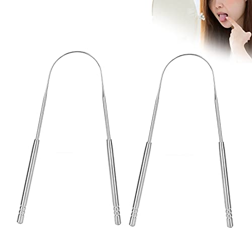 Raspador de Lengua Acero Inoxidable (2 Unidades), Elimina Mal Aliento para Higiene Bucal | 2 Unidades Limpiador de Lengua, Raspador de Lengua Acero Inoxidable para Reduce el Mal Aliento y Higiene Bucal