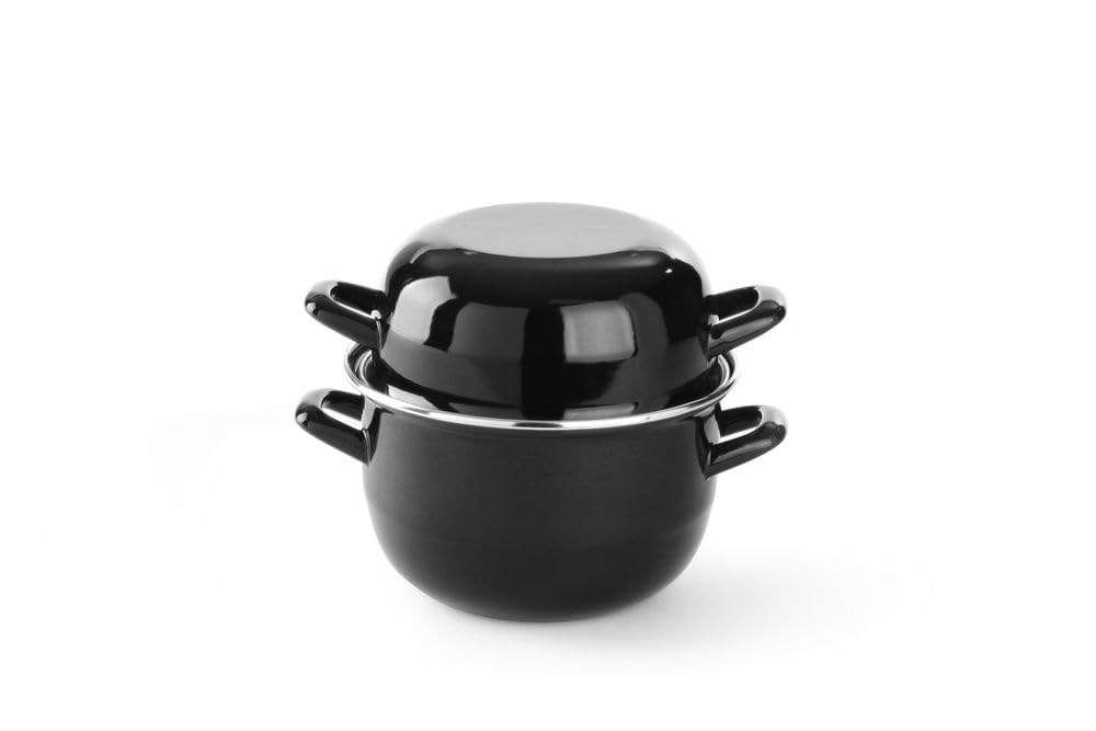 HENDI 625002 Mussel pan, with lid, 190 x (H) 190 mm, 2.3 Litre, Black