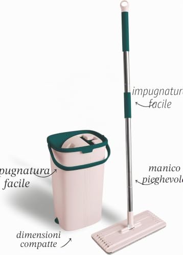 Mop Set - Mobile Phone | Flat Swivel with Two Chamber Turkey Bucket | Mop with Shrink Function | Dry Cleaning | Suitable for All Floors | Wiper Set