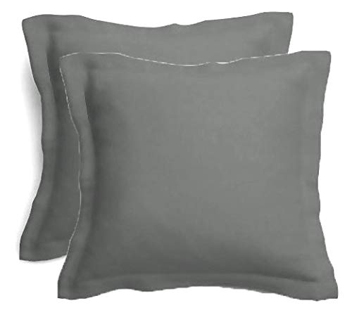 Gyulin Pack of 2 100% Cotton 300 Thread Count European Square Pillow Shams Envelope Style Pillow Cover Pillowcase Pillow Protector Cushion Cover Non Zippered Only Cover No Insert 60x60CM Dark Gray — image 1