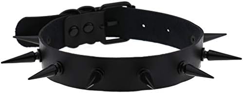 FM FM42 Unisex Multicolor 30 Types Simulated Leather-based PU Black-Tone/Silver-Tone Spikes Rivets Spiked Punk Rock Gothic Choker Collar Necklace