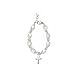 Delicate Sterling Silver Cross Charm Toddler Bracelet - with Pink European Simulated Pearls, Crystals and Silver Spacer Beads - Best Baptism and Christening Gift for Girls and Boys (BBCCR-M)
