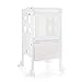 Guidecraft Classic Kitchen Helper Stool - Ivory W/Keeper and Non-Slip Mat: Adjustable Height Counter, Folding Step Stool for Safe Cooking with Toddlers, Chalkboard & Whiteboard