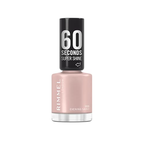 Rimmel 60 Seconds Super Shine Smalto, Smalto asciugatura rapida, Colore vibrante, A lunga tenuta, 8 ml, 109 Evening Sand