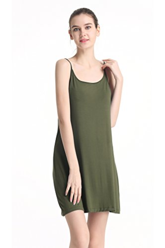 Cherislpy Women Nightgowns Spaghetti Strap Solid Nighties Sleeveless Sleepwear Dress (Green,L) - Thumbnail 4