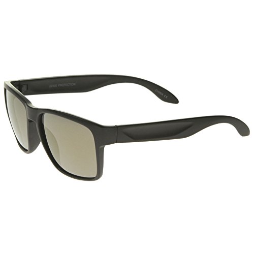 zeroUV - Action Sport Modern Frame Mirrored Lens Rectangle Sunglasses 59mm (Matte Black / Gold Mirror)