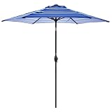 Abba Patio 9-Feet Patio Umbrella Outdoor Table Market Umbrella with Push Button Tilt and Crank, Dark Blue Stripe