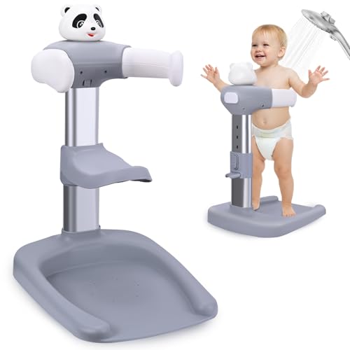 Baby Bathtub with Shower Holder, Anti-Crushing, Anti-Slip, Adjustable Shower Tower for Kids Standing, Ideal Shower Support for Newborn