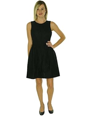 Calvin Klein Embossed Lace Pleated Dress