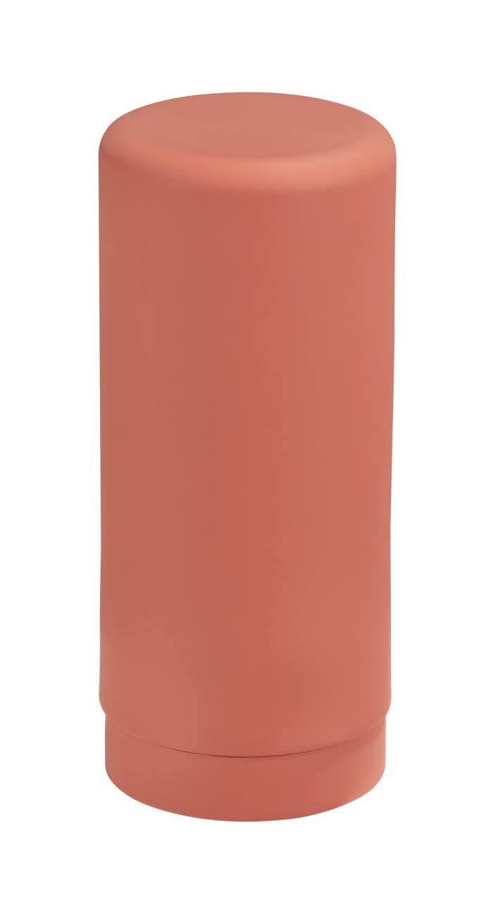 WENKO Easy Squeez-e washing-up liquid dispenser, kitchen sink organiser for washing-up liquid, easy dosage, organiser made of leak-proof silicone, capacity 250 ml, Ø 6 x 14 cm, brick red