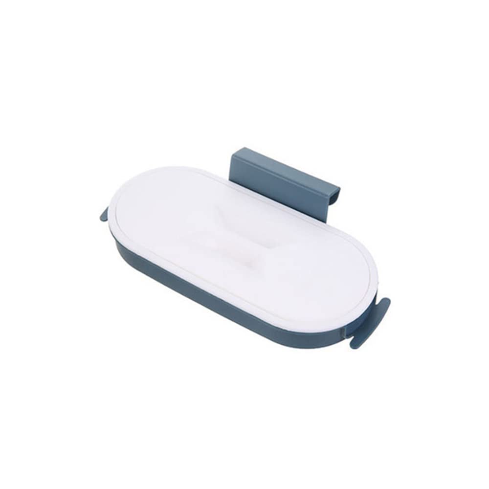Kitchen Bin Plastic Folding Wall Mounted Portable Trash Garbage Bag Holder with Lid Hanging for Cupboard Door Kitchen(1PCS Dark Blue)