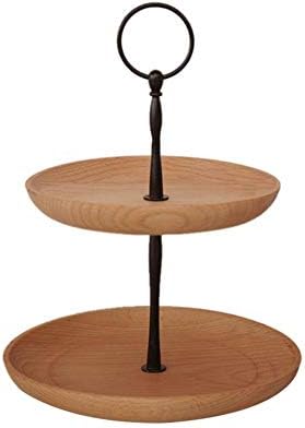 LLZYZJ 2 Tier Cake Stand Fruit Tray, Wooden With Round Plates,for Snacks Sweets Baked Goods Nuts Shop, Room Hotel Use Home Decor Display Wedding Candy Shelf