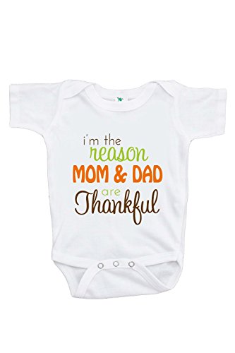 Custom Party Shop Unisex Baby I'm The Reason Mom & Dad are Thankful Onepiece 0-3 Months Orange and Brown