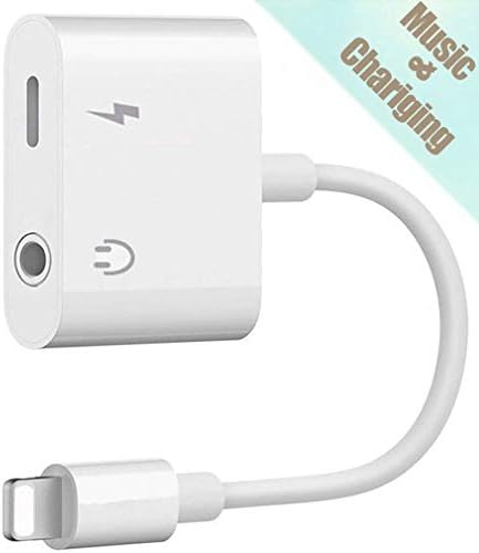 Headphone Adapter for iPhone Headphone Splitter Adapter Compatible for iPhone X/XS/XR/8/7Plus Audio Accessories Earphone Jack Connector for iPhone Adapter Charger Cable Converter Support iOS 12(White)