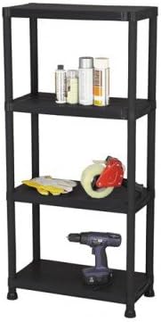 4-Tier Shelf Rack Rugged Polypropylene 51-5/8'' high x 23'' wide x 12'' deep