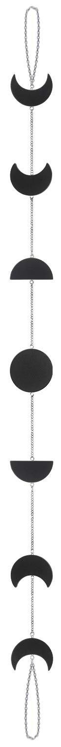 OCIOLI Moon Phases Garland Wall Hanging Moon Decor Wall Decorations with Metal Chains for Office Nursery Bedroom Window Decorative Wall Art Ornaments (Black)