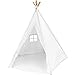 EasyGoProducts EGP-TeePee-003 Indoor Tee Pee Tent - Play Teepee Tent for Kids with Five Wood Poles & Carry Bag, White