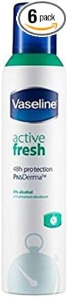 Dove Vaseline Active Fresh Deodorant Body Spray 250ml Pack of 6