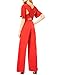 PrettyGuide Women V Neck Wrap Cap Sleeves Tunic Jumpsuit Rompers Long Pants