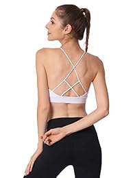 Women's Sports Bra with Removable Pads Medium Support Strappy Crossback Wire  Top Gym Workout Running Push up Yoga Bra