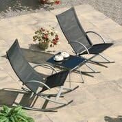SunTime Outdoor Living 3 Piece Contemporary Textilene Rocking Chair Seating Group Includes 2 chair and 1 table