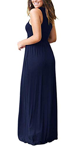 LILBETTER Women's Sleeveless Racerback Maxi Dress - Loose Fit, Side Pockets, Criss Cross Back (Purple Grey, X-Large) - View #5