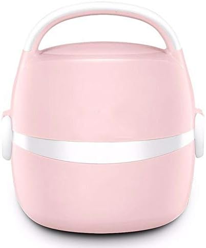 Portable Electric Lunch Box Mini Stainless Steel Inner Heating Lunch Box 1-2 People Food Container Artifact Automatic Heating (Color : Pink)