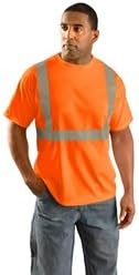 Classic Standard Wicking Birdseye Hi-Viz Reflective Safety Shirt - XL-ORANGE-