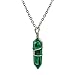 Hand Wired Treated Malachite Point Stone Chakra Healing Pendant Necklace