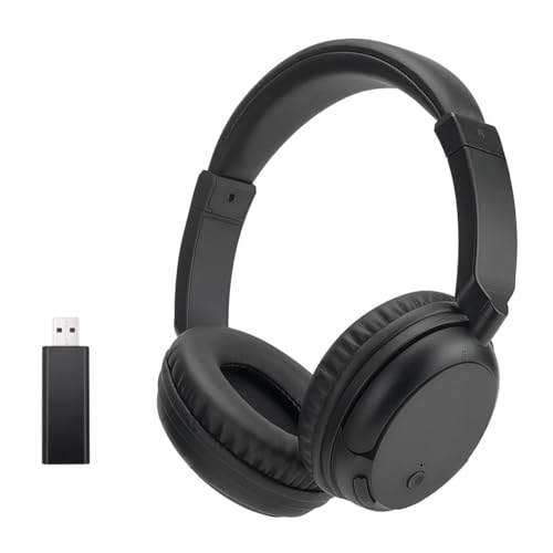Queemie Wireless TV Headphones Bluetooth 5.3 with USB Transmitter, Adjustable Headband, Ultra-Light Supra-Ear TV Headphones for Adults, Teens & Seniors – Black