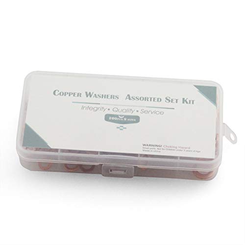 image for ZYAMY 200pcs M5-M14 Professional Solid Copper Washers Assorted Kit Fla