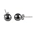 Trustmark 925 Sterling Silver 4mm Created Black Hematine Ball Stud Post Earrings with Rhodium Finish