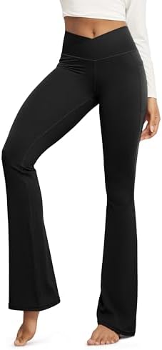 Amazon.com: ODODOS Crossover Flare Leggings for Women Wide Leg
